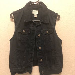 Black denim vest